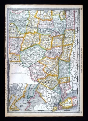 1883 Hardesty Map New York City Manhattan Albany Hudson River Catskill Saratoga - Image 1 of 4
