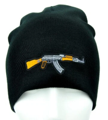 AK47 Ametralladora Negro Gorro Tejido Gorra Militar Ejército Insignia Táctica Marina Foto 1 de 4