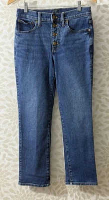 J Crew Women’s 28 Essential Straight Ankle Jeans  Button Fly Stretch Denim - Image 1 of 4