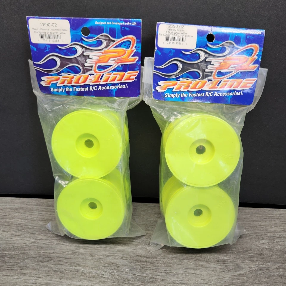 Proline 2690-02 Velocity 17mm 1:8 Kyosho ST-R HPI Hellfire Truck Wheel Yellow - Image 1 of 4