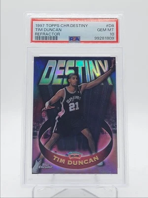 TIM DUNCAN 1997-98 TOPPS CROMO DESTINO NOVATO REFRACTOR RC PSA 10 Q5966 Foto 1 de 2