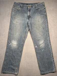 Carhartt Mens Size 38x32* Relaxed Fit Light Wash Thrashed Denim Blue Jeans - Picture 1 of 16