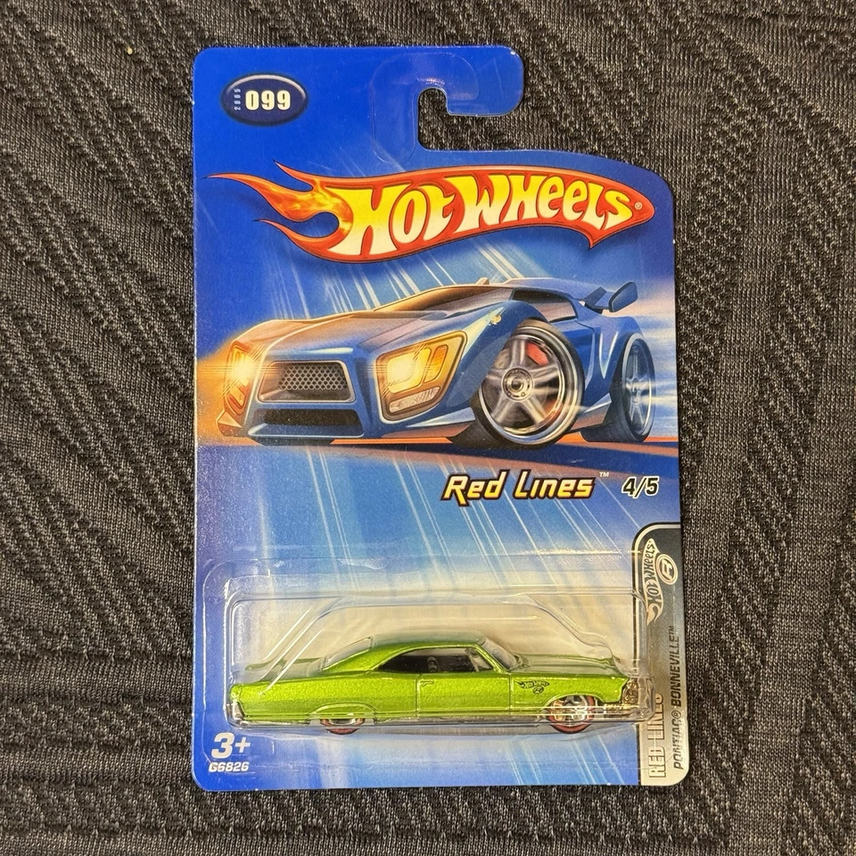 2005 Hot Wheels Red Lines Pontiac Bonneville Green #099 Diecast escala 1:64 - Imagem 1 de 2