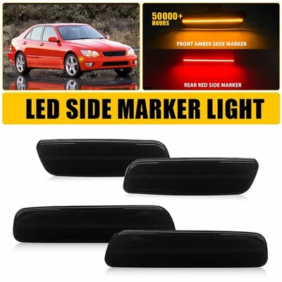 4x For 2001-2005 Lexus IS300 Front+Rear LED Bumper Side Marker Light Smoked Lens - Image 1 of 4