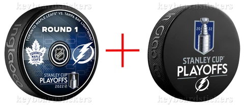 Tampa Bay Lightning 2022 Stanley Cup Playoffs 2 Hockey Puck PKG 1st First Round Cover