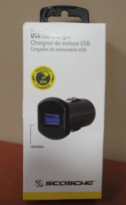 Scosche Revolt USB Car Charger 12W Fastest Charger Low Profile Black Single Port - Image 1 of 3