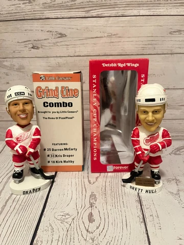 PAIR DETROIT RED WING COLLECTIBLE KRIS "DRAPES" DRAPER/BRETT HULL BOBLE DOBBLES Cover