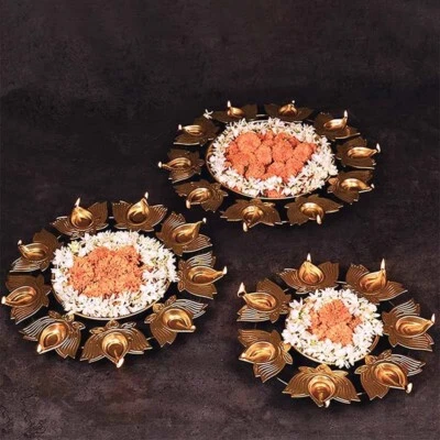 Akhand Diya Urli Set/Diwali Regalo Hierro Urli Bowl/uruli/boda/decoración de Navidad Foto 1 de 4