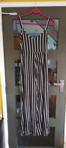 Stunning Maternity Black & White Stripe Stretch Summer Jumpsuit Size 16 Boohoo