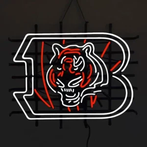 Cincinnati Bengals Go Bengals Beer 24"x20" Neon Light Sign Lamp Wall Decor Glass - Picture 1 of 13