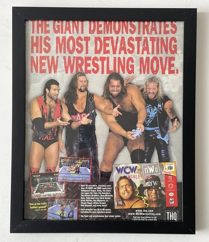 Vintage 1998 WCW NWO World Tour N64 Nintendo 64 Promo Ad Poster Framed 8x10 Cover