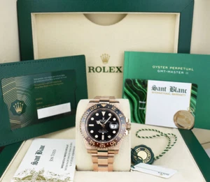ROLEX 40mm 18kt Rose Gold GMT Master II Root Beer w/ CARD 126715 CHNR SANT BLANC - Picture 1 of 9
