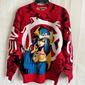 Sehr seltener Strick Jacquardpullover Raf Reyes Darling Anime Artwear in rot Größe Med - Bild 1 von 12