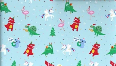 Hallmark Wrapping Paper Cool Christmas Koala Unicorn Flamingo 35 sq ft Roll - Image 1 of 4