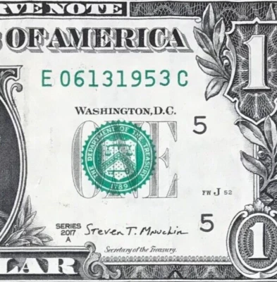 June 13, 1953 : E 06131953 C BIRTHDAY Note $1 One Dollar Bill   - Image 1 of 3