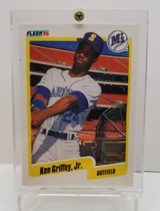 Ken Griffey Jr. 1990 Fleer #513 *ERROR* Error de impresión corazón azul/marca en el frente casi nuevo+ - Imagen 1 de 8