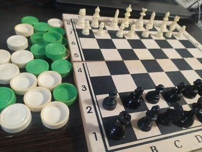vintage  chess + checkers game set 2 in one USSR Production Soviet  1980 - Image 1 of 4