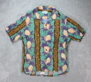 Camisa de rayón hawaiana vintage Kamehameha Pineapple Express con botones XL para hombre - Imagen 1 de 4