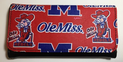 Ole Miss Rebels Printed Tri Fold Wallet Removable Checkbook Holder Mom Ladies Cover