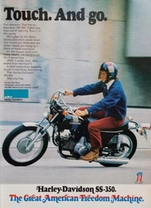 Anuncio impreso vintage 1973 Harley Davidson SS-350 foto de motocicleta años 70 - Imagen 1 de 3