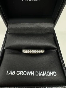 100% AUTHENTIC RH MACY & CO 925 SILVER HALF ETERNITY LAB GROWN DIAMOND RING BAND - Picture 1 of 14