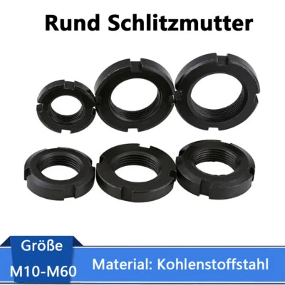 M10-M60 Rund Schlitzmutter Vier-Schlitz-Muttern Kohlenstoffstahl schwarz Zink - Bild 1 von 4