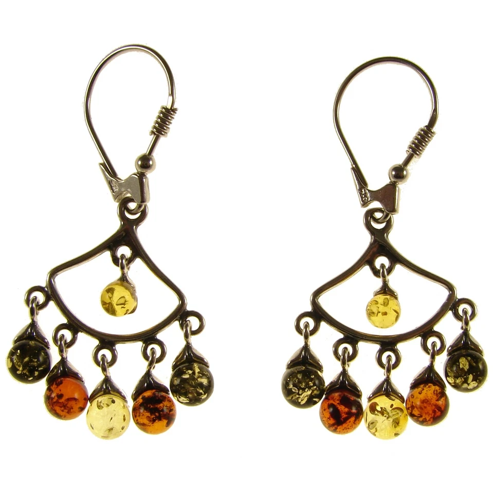 BALTIC AMBER STERLING SILVER 925 DROP DANGLING HOOPS DESIGNER EARRINGS JEWELLERY — 第 1/1 张图片