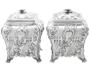 Sterling Silver Tea Caddies Antique George III (1768) - Picture 1 of 13