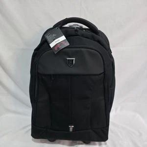 YH&GS Rolling Backpack Wheels for Business College Student Black Waterproof New - Picture 1 of 15