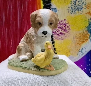 Homco Ceramic Cocker Spaniel Puppy With Duckling Vintage Spring Easter Decor - Picture 1 of 4