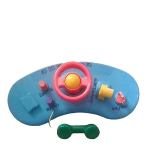  Vintage 90er Evenflo Exersaucer Auto Armaturenbrett Aufsatz Spielzeug Hupe Telefon blau - Bild 1 von 3