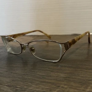 Safilo Italy Eyeglasses Frame Only 01N5 Women's Rectangle Gold / Tan 130 - Picture 1 of 4