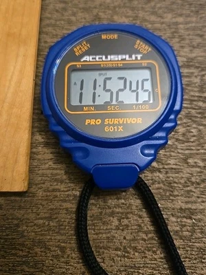Blue Accusplit PE Stopwatch Ergonomic Design Easy Viewing See All Pics And Descr - Image 1 of 4