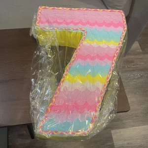 Zahl 7 Pinata für Geburtstagsparty 16,5" x 12,6" x 3,2" - Einhorn Meerjungfrau - Bild 1 von 7