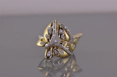 Anillo Elizabeth Adams Dos Tonos Plata Esterlina Diamante Mariposas Banda 925 Talla: 7 Foto 1 de 4