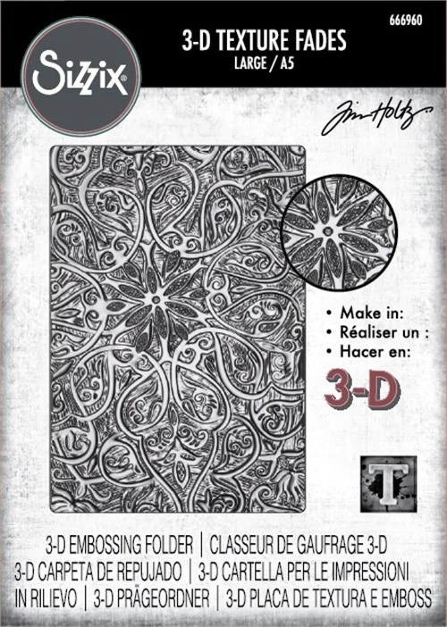 Sizzix 3D Texture Fades A5 Embossing Folder By Tim Holtz-Engraved - Image 1 of 1