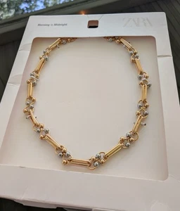 Zara Halskette Damen Gold/Silber Kombination Metall Stück 20" Kettenglied Ewigkeit - Bild 1 von 8