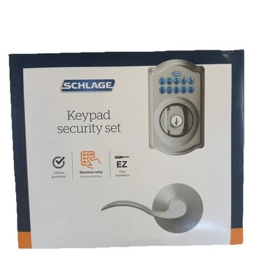 Schlage Keypad Deadbolt Security Lock Set Accent Door Lever Brushed Nickel - Image 1 of 4
