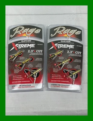 2 Pack Rage Xtreme Slipcam 100 grain Broadheads 2 Steel Blade with Shock Collars - Image 1 of 2
