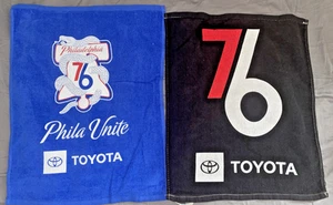 Two Philadelphia 76ers Fan Rally Towels One Black One Blue Toyota - Picture 1 of 4