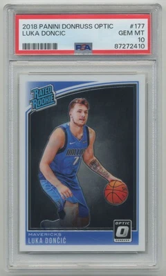 Luka Doncic 2018-19 Donruss Optic RC 评级新秀 #177 达拉斯小牛队 PSA 10 — 第 1/2 张图片