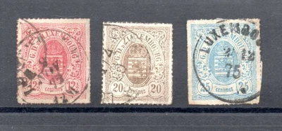 Sellos antiguos del escudo de armas de Luxemburgo 1865 (Michel 18/20) usados bonitos Foto 1 de 2