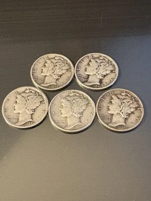 5-Silver 1943 Mercury Dime Lot - Image 1 of 4