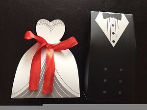 20pcs 3D Wedding Favor Boxes Dress & Tuxedo Party Bride Groom Shower Gift