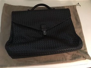 Bottega Veneta Intrecciato Woven Leather Men Briefcase Business Bag Black NEW - Picture 1 of 6