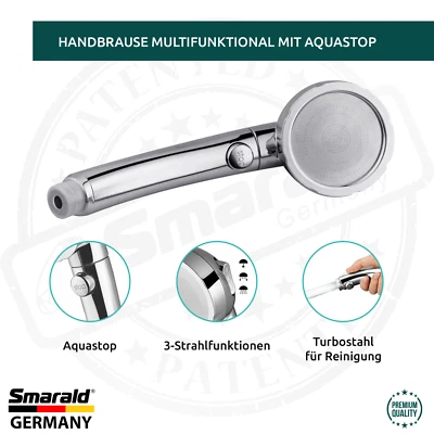 Duschkopf ✪ multifunktional ✪ mit Wasserstop plus Turbostrahl Reinigungsfunktion - Bild 1 von 4