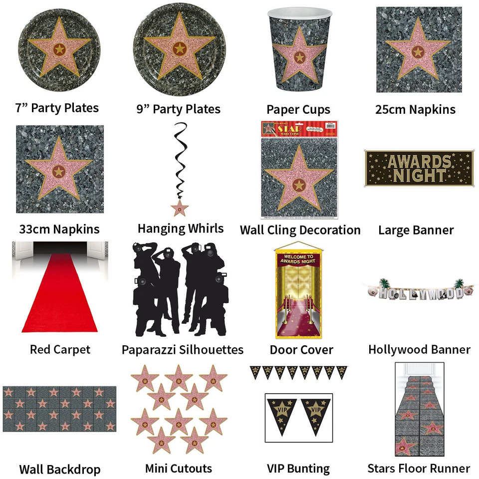 AWARDS NIGHT HOLLYWOOD STAR THEME DECORATIONS - PARTYWARE COMPLETE SELECTION - Image 1 of 1