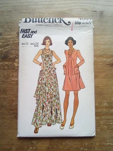 4007 Sleeveless Long Panel Dress Size 12 Uncut Vintage Butterick Sewing Pattern - Picture 1 of 2