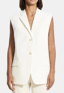 Theory Oversized Vest in Cotton, Ivory, Sz M/L, New - Picture 1 of 9