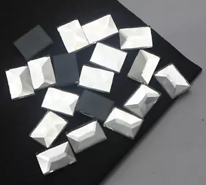 100 gemas de estrás de cristal con respaldo plano rectángulo facetado transparente 10X14 mm sin agujero - Imagen 1 de 8